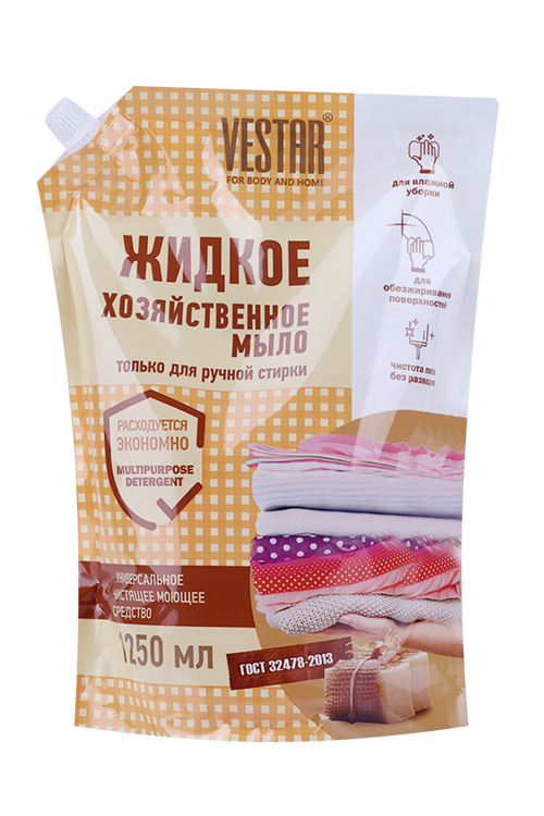 Мыло жид VESTAR хозяйственное д/ручной стирки и уборки 1,25 л, дой-пак Аптеки Плюс