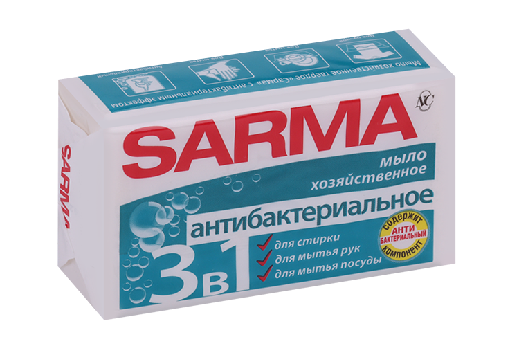 Мыло SARMA Хозяйственное антибактериальное 140 г Аптеки Плюс