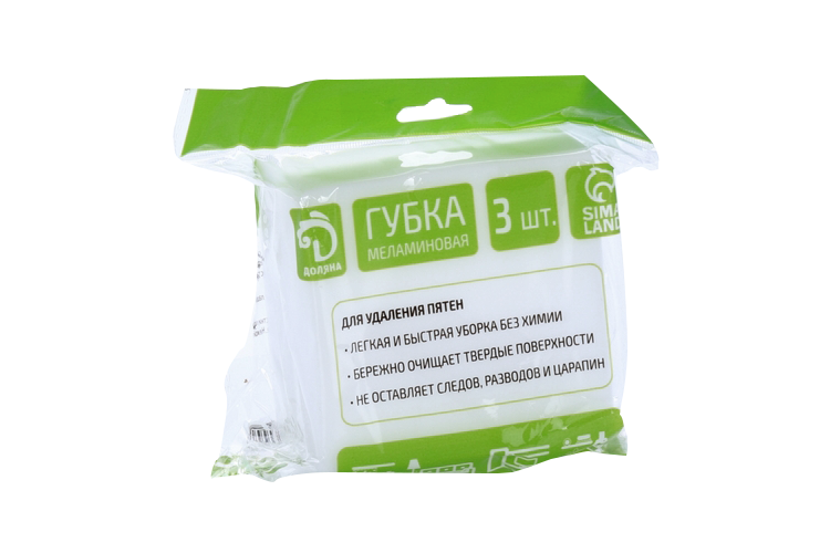 Губка меламиновая д/удаления пятен Доляна, 3 шт, 8,9×6×3 см Аптеки Плюс