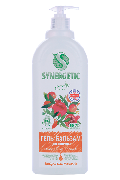 Гель-бальзам SYNERGETIC д/мытья посуды Сочный гранат и абрикос 1 л Аптеки Плюс