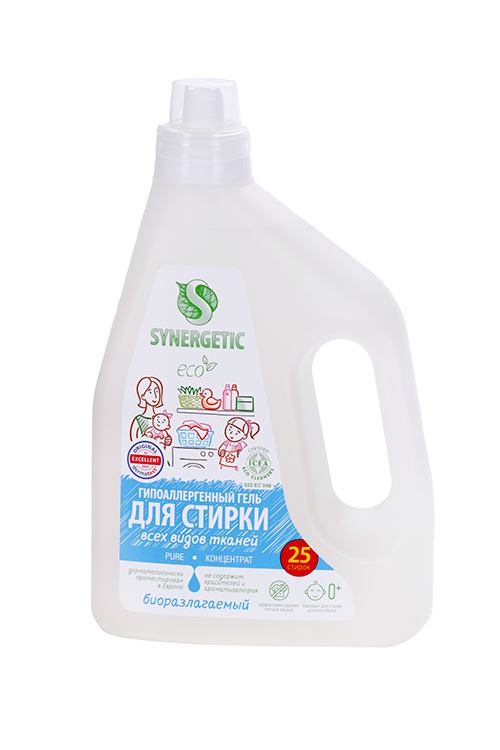Гель SYNERGETIC Pure д/стирки всех видов тканей 1,5 л Аптеки Плюс