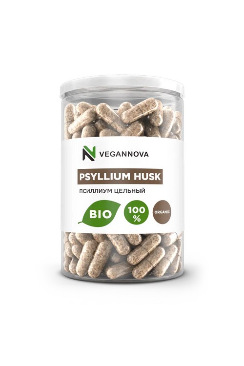 VeganNova Псиллиум шелуха семян подорожника, клетчатка, в капсулах, 210 шт. Аптеки Плюс