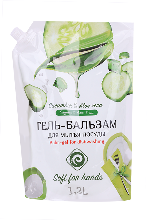 Гель-бальзам д/посуды VESTAR Огурец и Алоэ вера 1,2 л, дой-пак Аптеки Плюс