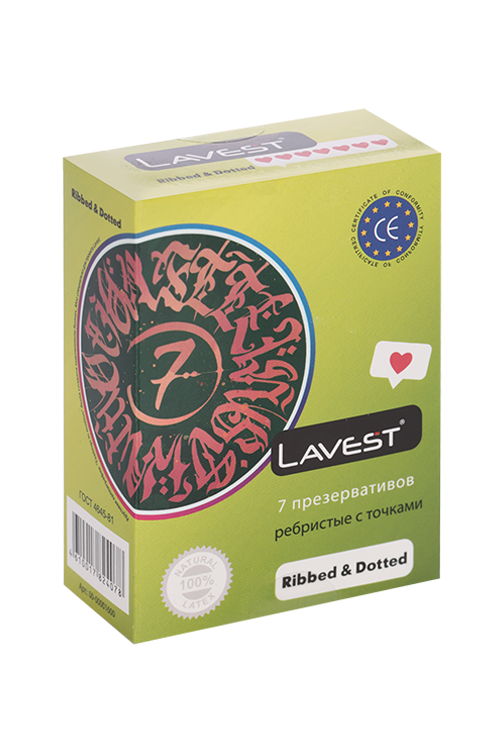 Презервативы Lavest Ribbed&Dotted ребристые с точками, 7 шт Аптеки Плюс