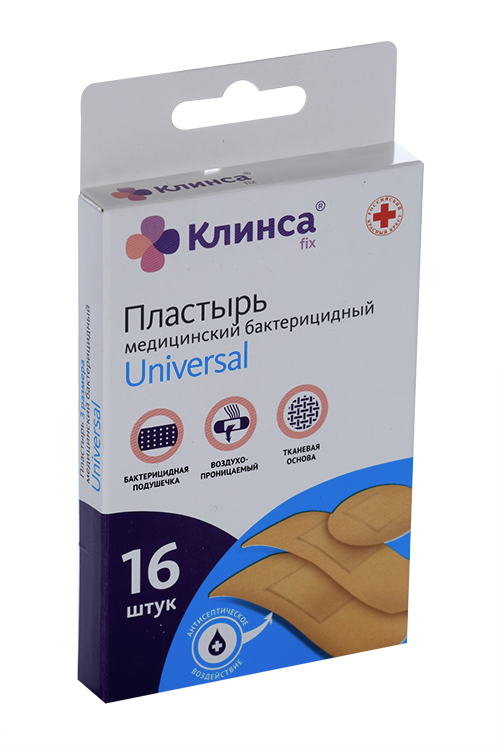 Пластырь Клинса текстильный универс размеры 1.9x7.2 см 2.2x7.5 см D-2,3 см, 16 шт Аптеки Плюс