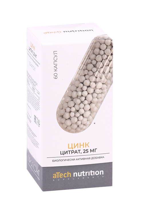 Цинк aTech Nutrition, 620 мг, 60 шт, капсулы Аптеки Плюс