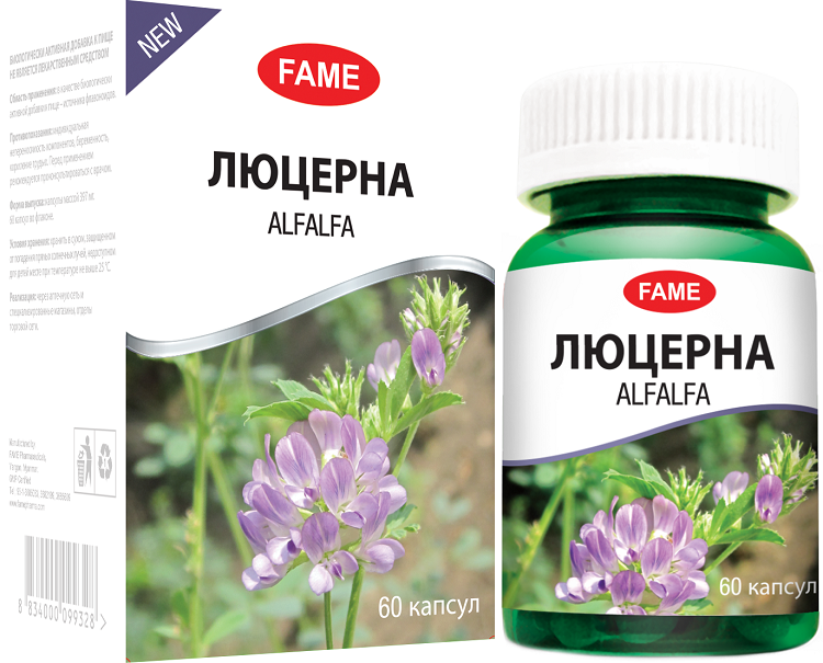 Люцерна, "Alfalfa", Fame 60 капсул Аптеки Плюс