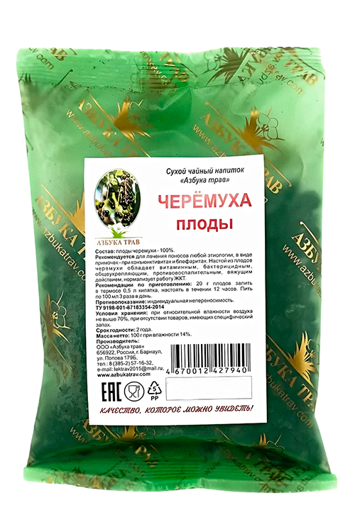 Напиток чайный Азбука трав Черемуха плоды, 100 г Аптеки Плюс