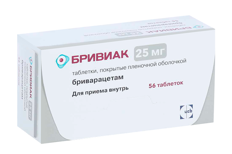 Бривиак, 25 мг, 56 шт, таблетки покрытые пленочной оболочкой Аптеки Плюс