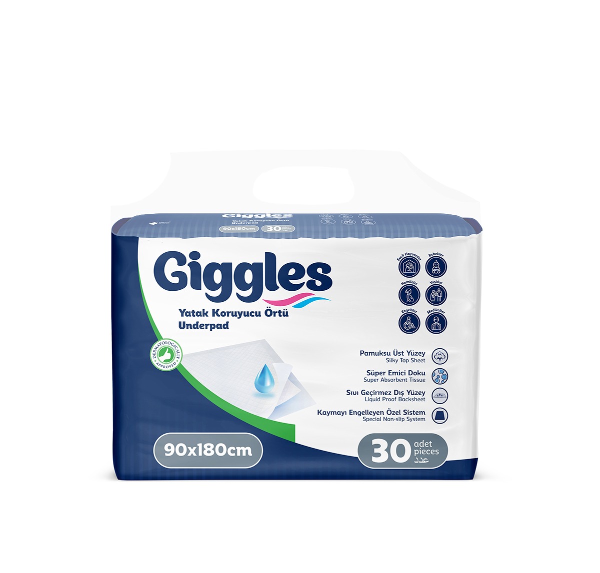 Пеленки трехслойные Giggles Premium 90х180, 30 штук Аптеки Плюс