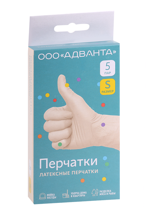 Перчатки АДВАНТА  смотр/латекс/нестер/неопудр/суперчувств р S, 5 шт Аптеки Плюс