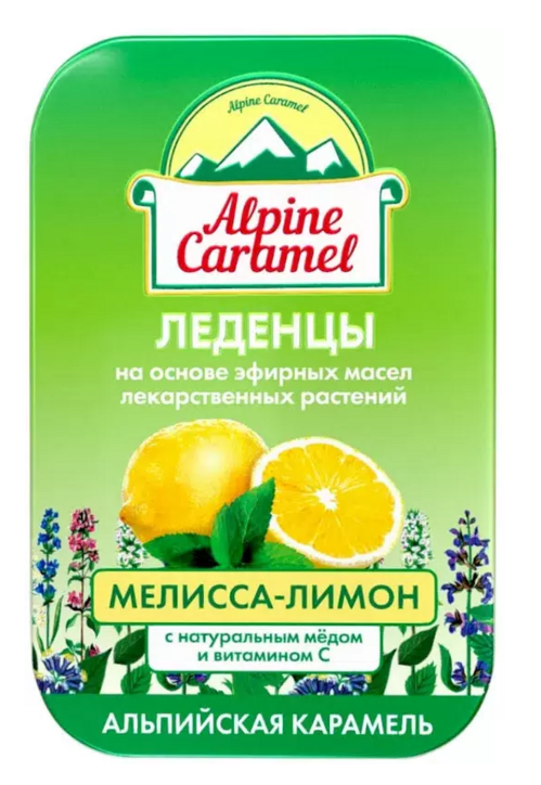 Леденцы Alpine Caramel с медом и вит С мелисса/лимон дет, 53 г Аптеки Плюс