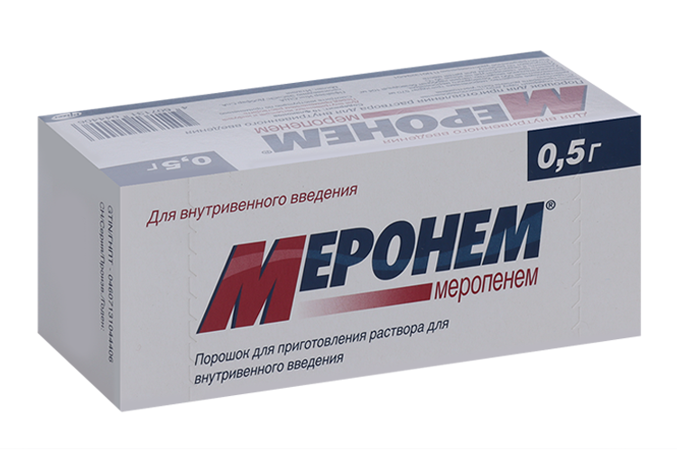 Меронем, 500 мг, 10 шт, порошок для приготовления раствора для внутривенного введения Аптеки Плюс