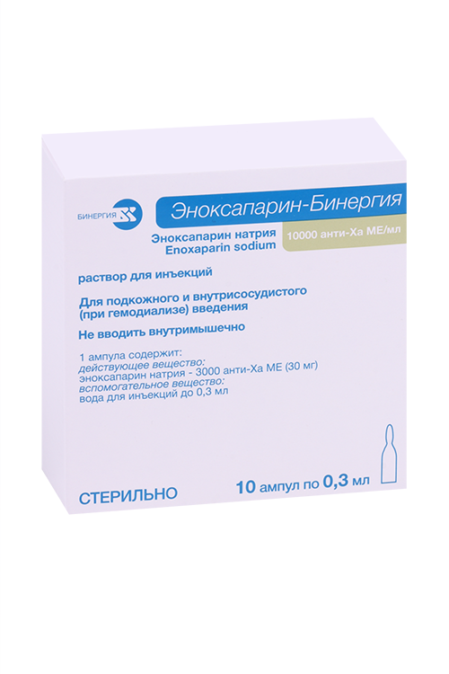 Эноксапарин-Бинергия 10000 Анти-Ха МЕ/мл, 0,3 мл, 10 шт, раствор для инъекций Аптеки Плюс