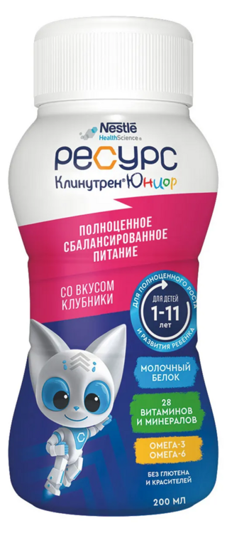 Смесь Nestle Ресурс Клинутрен Юниор клубника, 200 мл Аптеки Плюс