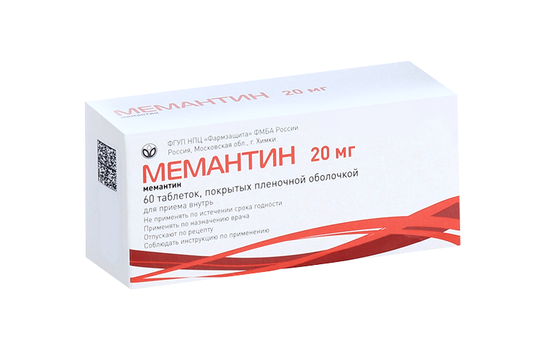 Мемантин 20 мг, 60 шт, таблетки покрытые пленочной оболочкой Аптеки Плюс