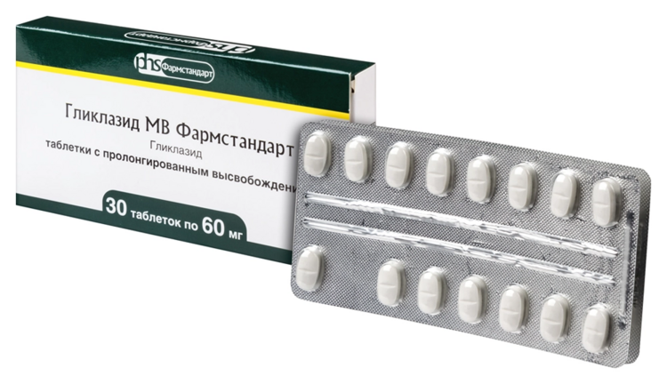 Гликлазид МВ Фармстандарт 60 мг, 30 шт, таблетки с пролонгированным высвобождением Аптеки Плюс