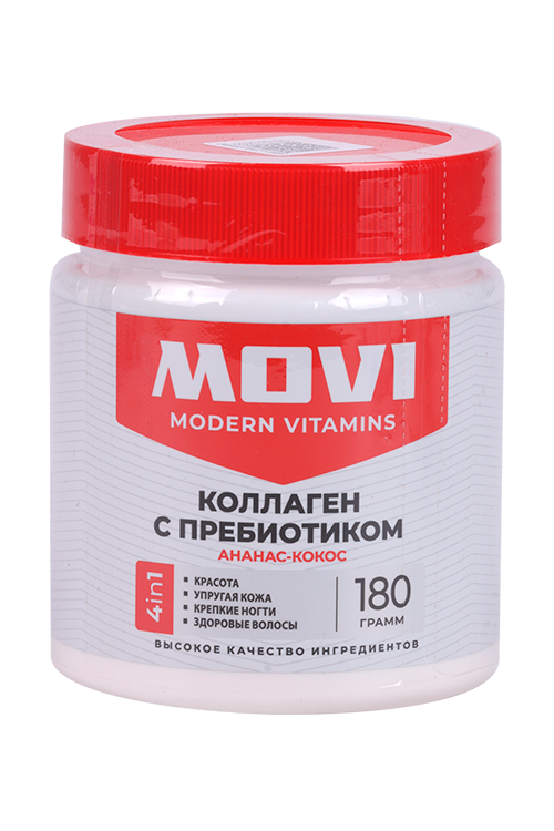Коллаген с пребиотиком MOVI кокос-ананас, 180 г, порошок Аптеки Плюс