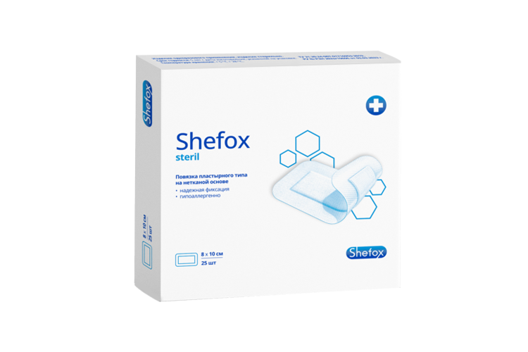 Повязка Shefox пластырного типа на неткан основе 8х10 см, 25 шт Аптеки Плюс