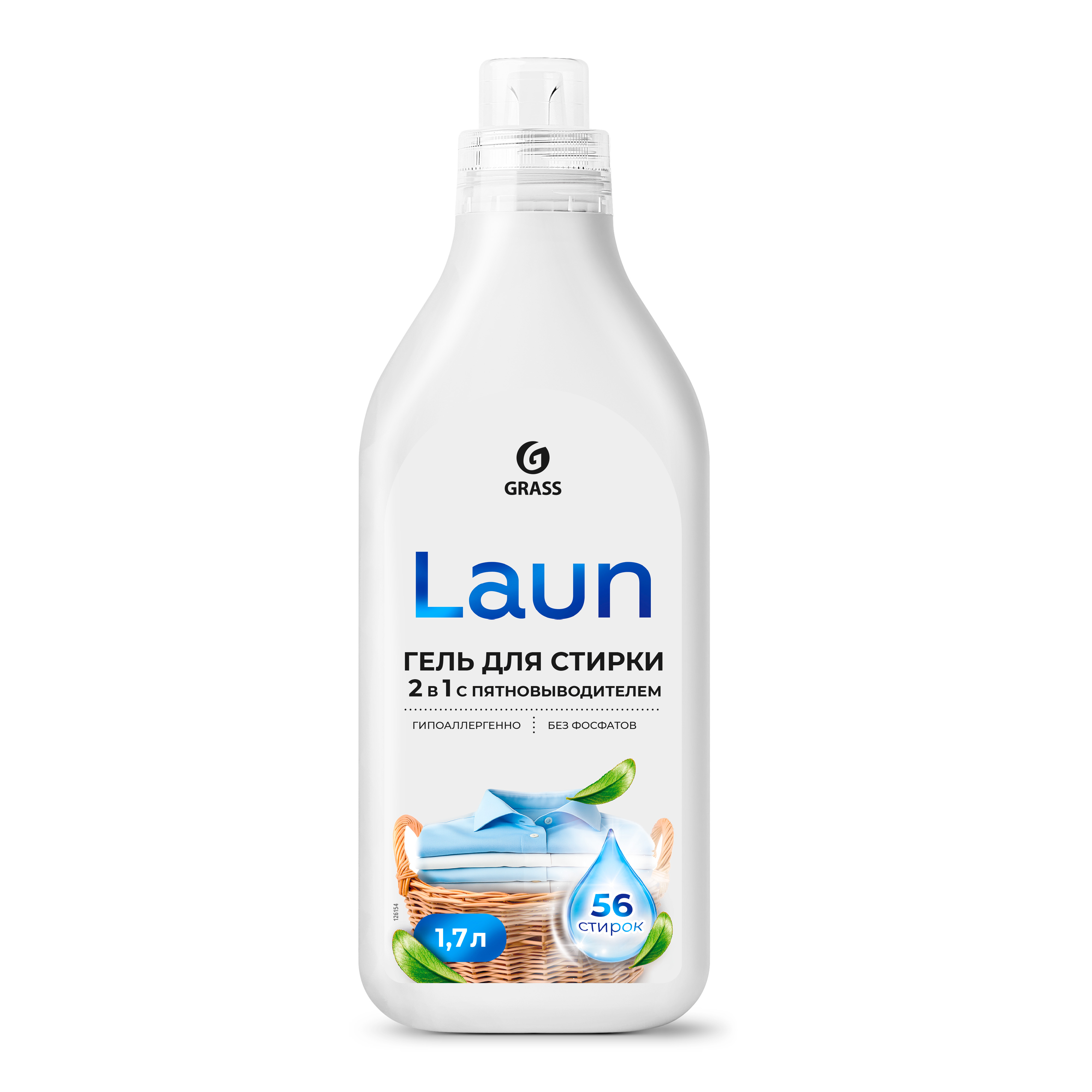 GRASS Гель для стирки 2в1 с пятновыводителем Laun, 1700 мл Аптеки Плюс