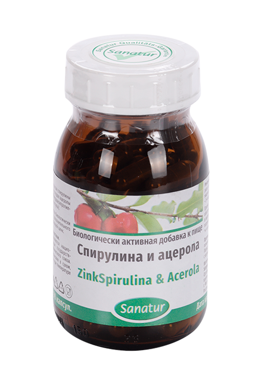 Спирулина и ацерола Sanatur, 90 шт, капсулы Аптеки Плюс