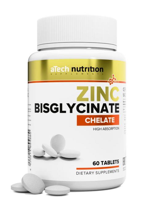 Цинк бисглицинат aTech Nutrition, 400 мг, 60 шт, таблетки Аптеки Плюс