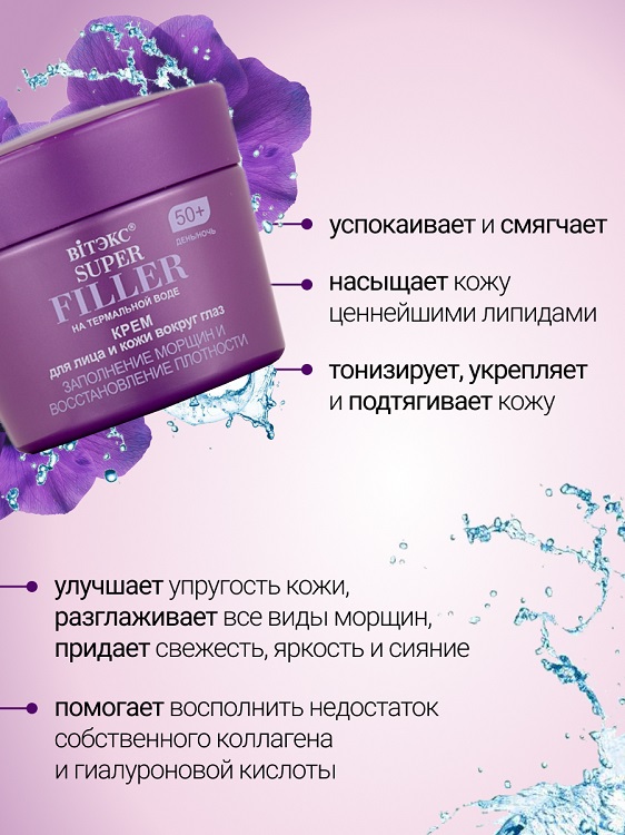 ВИТЭКС SUPER FILLER на терм.воде Крем для лица и кожи вокруг глаз Заполнение морщ и восстановление Аптеки Плюс
