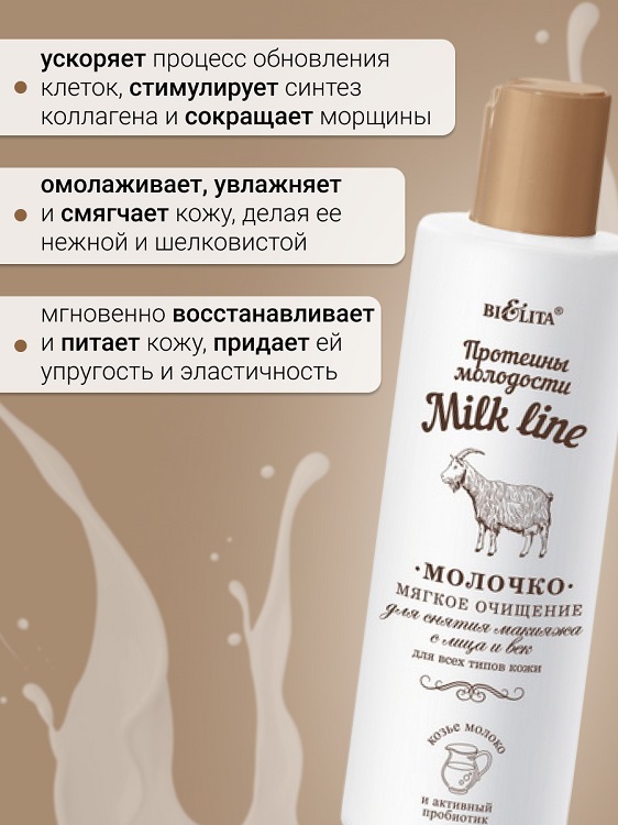 Belita Milk line Протеины молодости Молочко для снятия макияжа 200мл Аптеки Плюс
