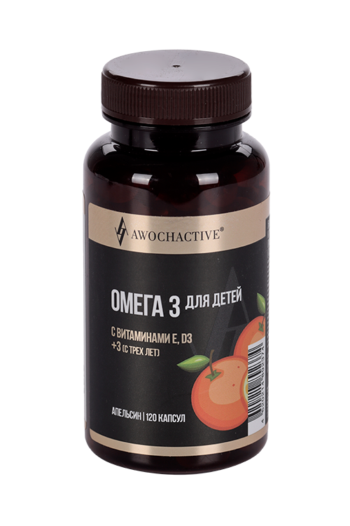 Комплекс Омега-3 с вит Е/Д aTech Nutrition детск апельсин, 120 шт, капсулы желатиновые мягкие Аптеки Плюс