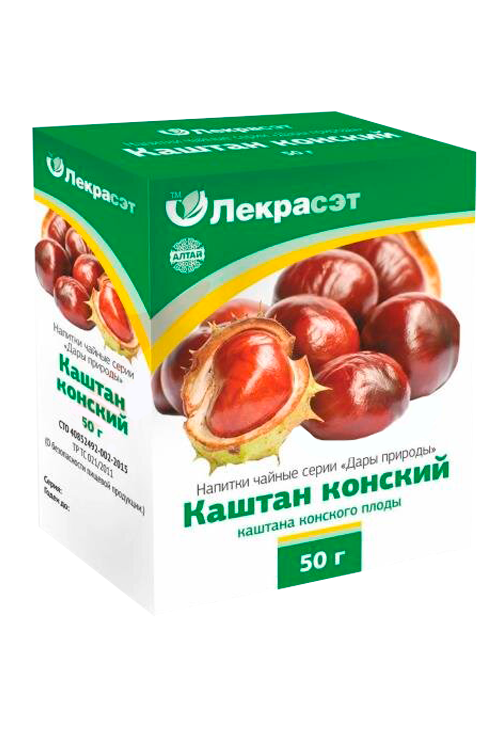 Чайный напиток Дары Природы Конский каштан, 50 г, Лекра-СЭТ Аптеки Плюс