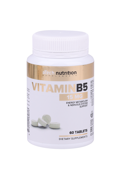 Витамин В5 aTech Nutrition, 250 мг, 60 шт, таблетки Аптеки Плюс