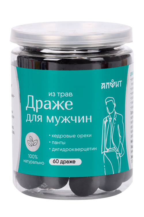 Драже из трав Для мужчин с кедровым орехом/пантами/дигидрокверцетином, 60 шт Аптеки Плюс