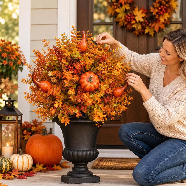 Artificial Fall Pumpkin Tree Stakes Decorative Garden Stake SUNSKY