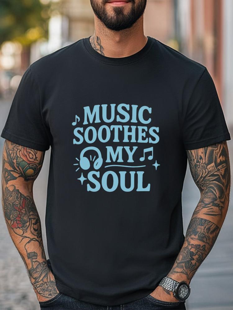 Music Soothes My Soul Minimalist Headphones & Notes Graphic T-Shirt Unisex Tee Unisex T-Shirt XXXXL gray D3il8De3l