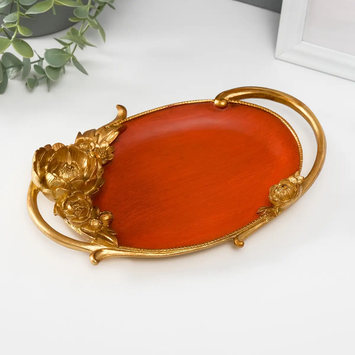 Подставка для мелочей полистоун красное дерево 23×16.5×3 см GroupPrice