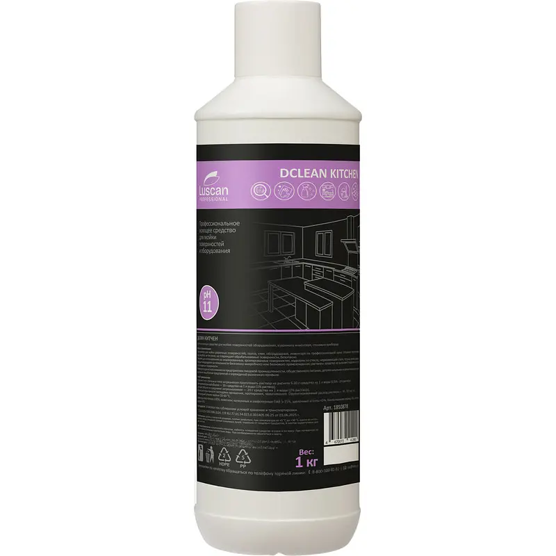 Средство для мытья посуды Luscan Professional Dclean Kitchen 1 л концентрат концентрат 1 л для кухни