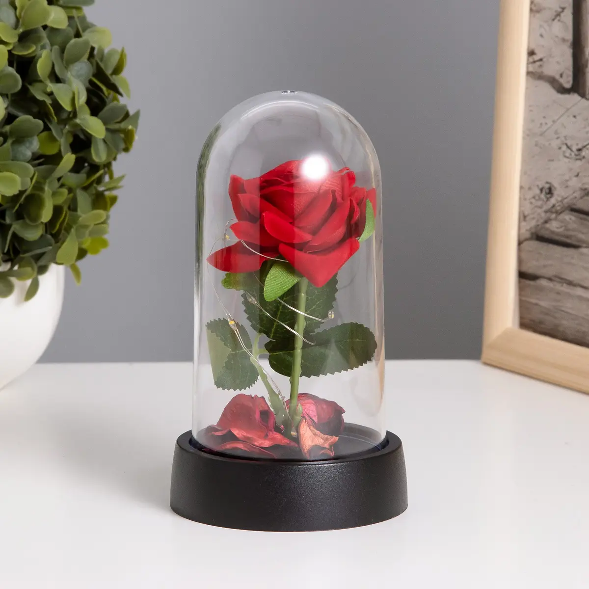 Фигурка световая RISALUX Красная роза LED-ночник 8.5×8.5×15.5 см