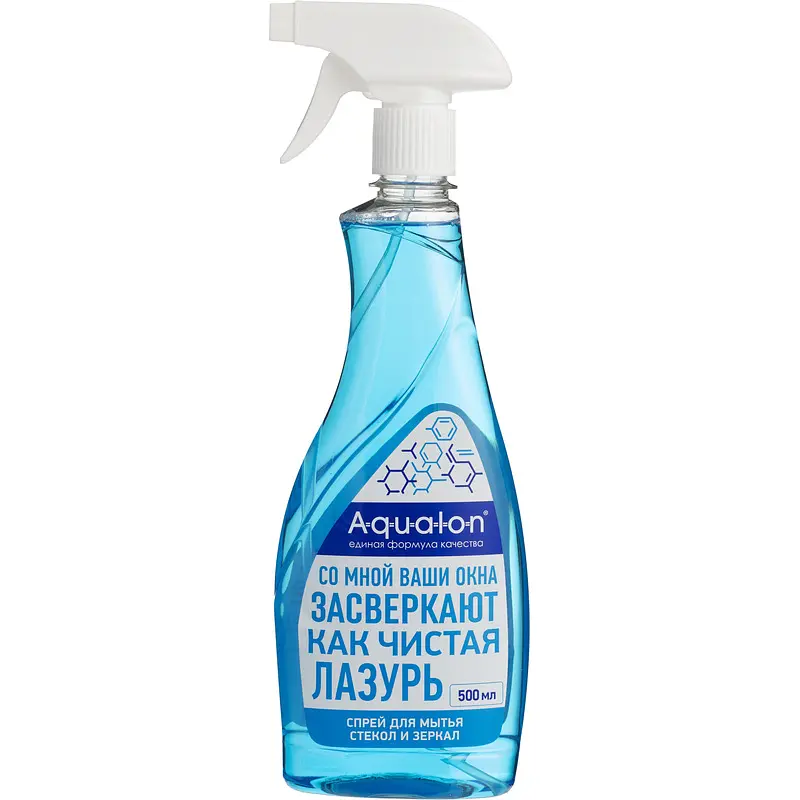 Средство для мытья стёкол и зеркал Aqualon Лазурь 0.5 л изопропиловый спирт 0.5 л для стёкол и зеркал