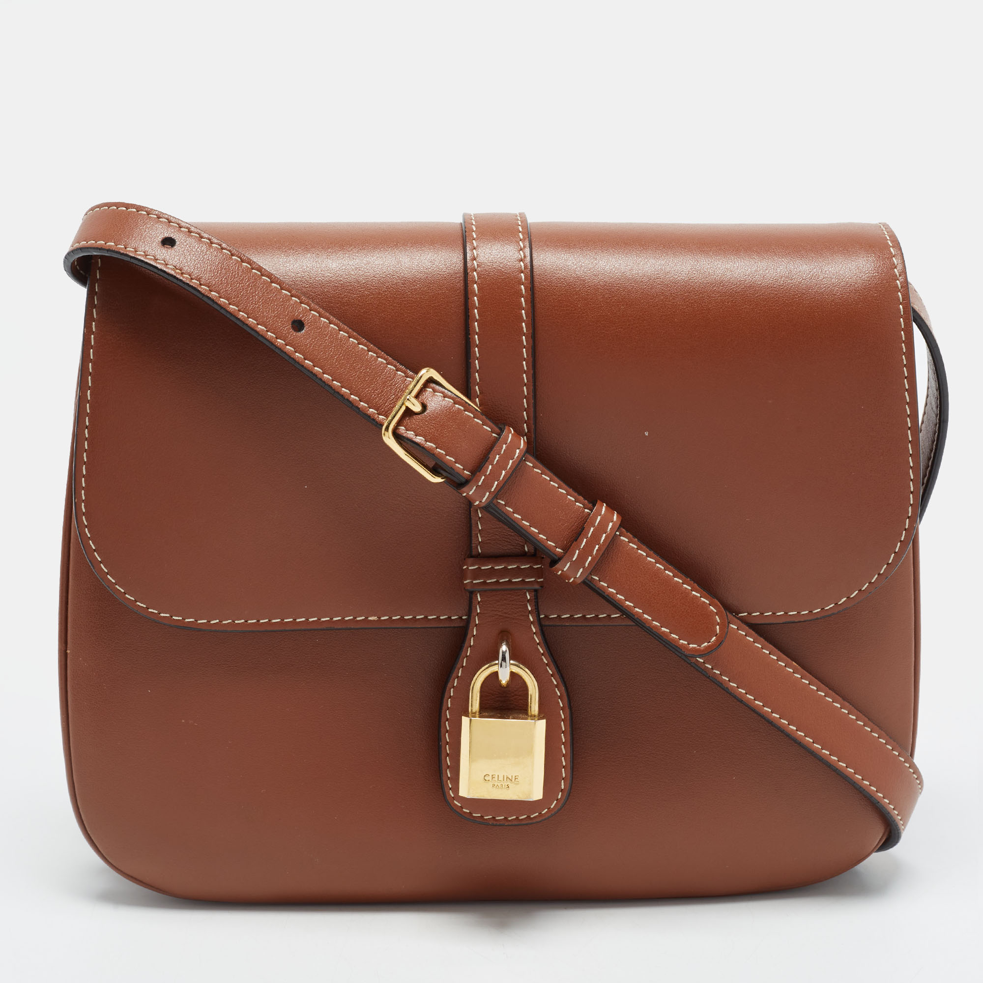 Celine Tabou Medium Brown Leather Shoulder Bag