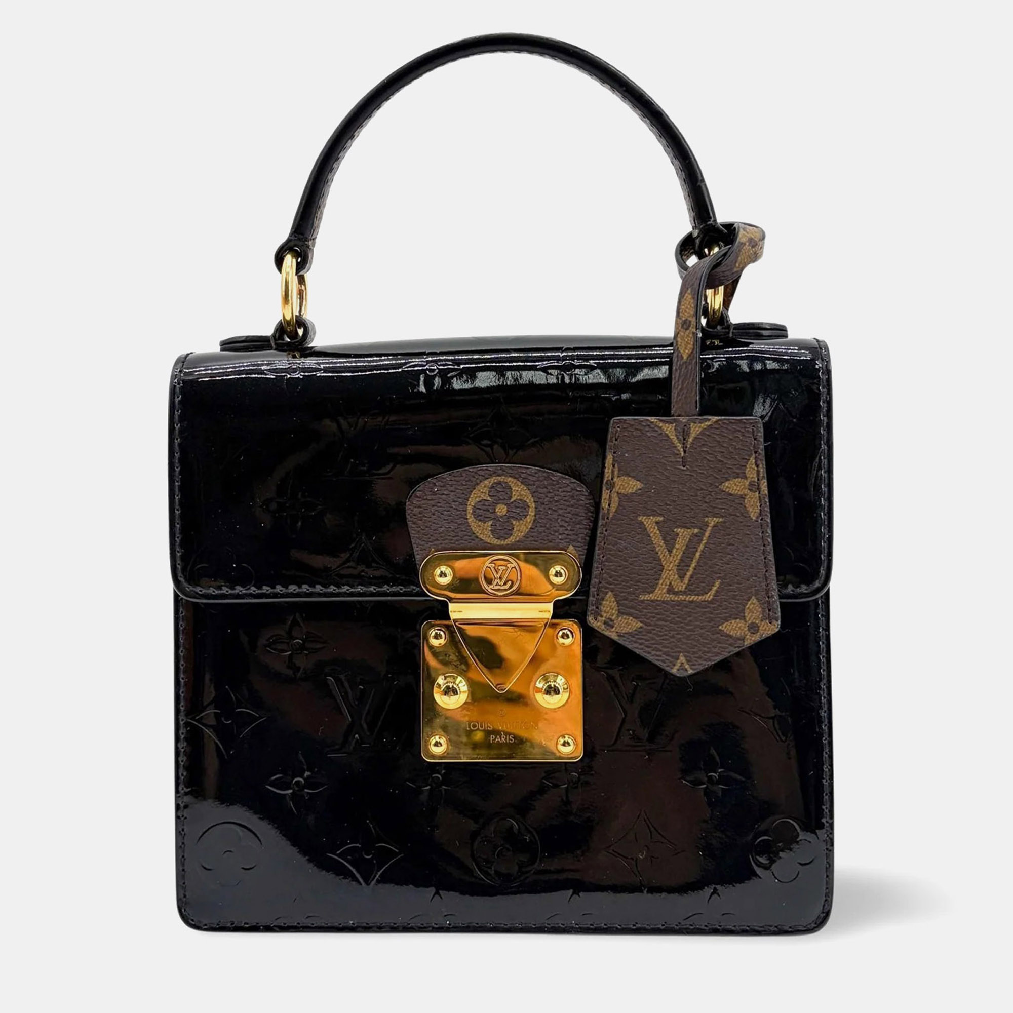 Louis Vuitton Cherrywood BB Black Monogram Vernis Leather Top Handle Bag