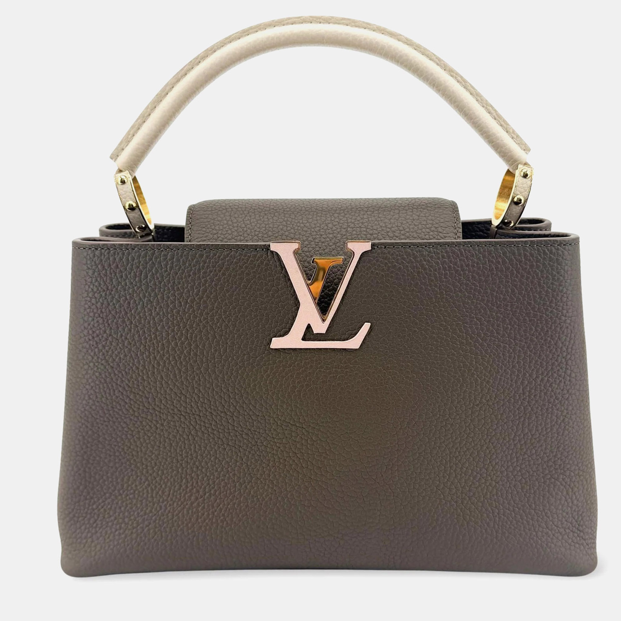 Louis Vuitton Capucines MM Gris Taupe Taurillon Leather Top Handle Bag