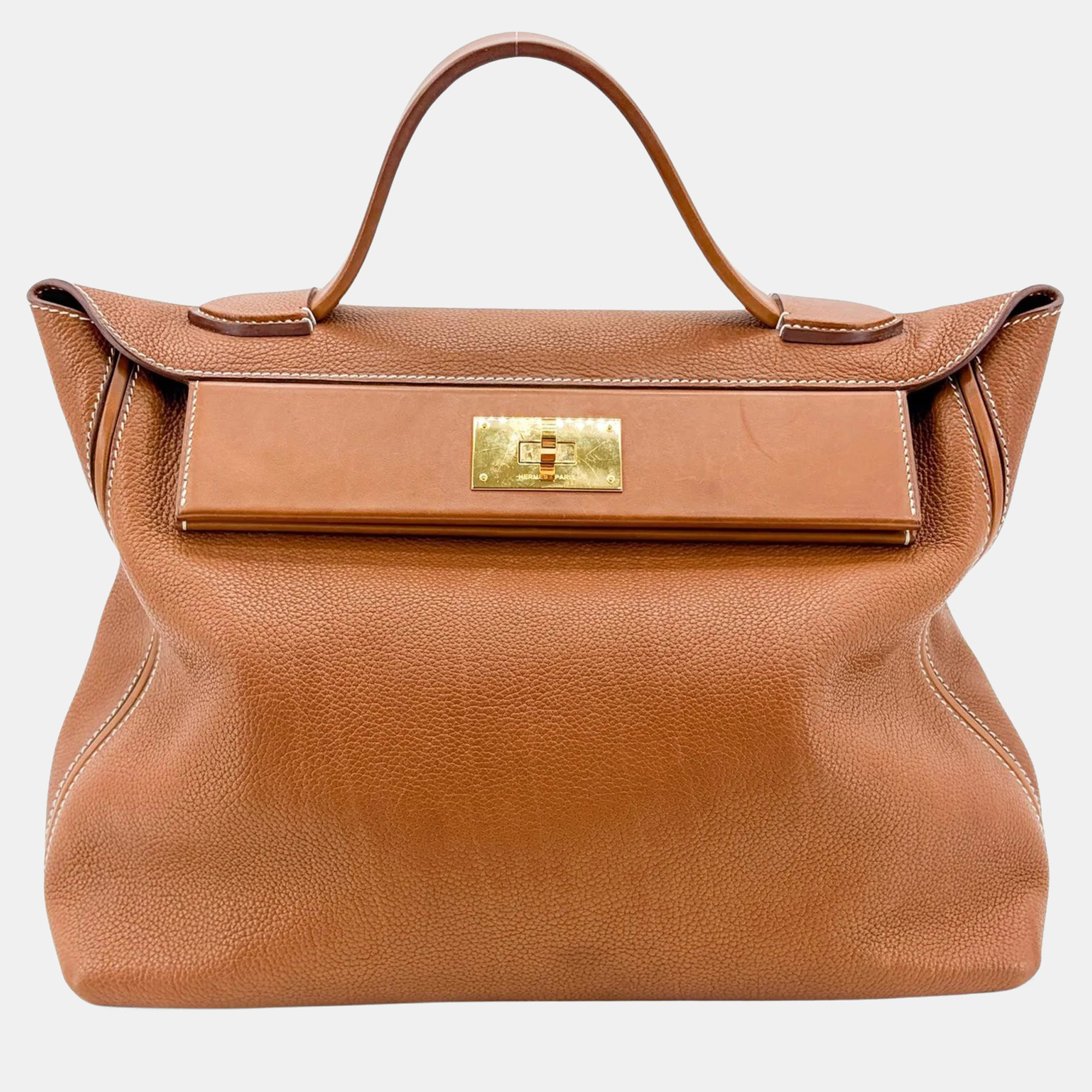 Hermes 24/24 35 Brown Togo Calfskin Leather Top Handle Bag
