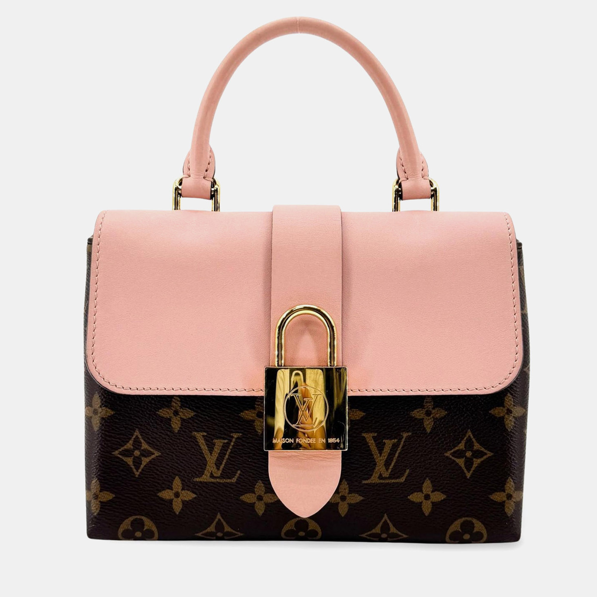 Louis Vuitton Rocky BB Rose Powder Monogram Canvas Leather Top Handle Bag