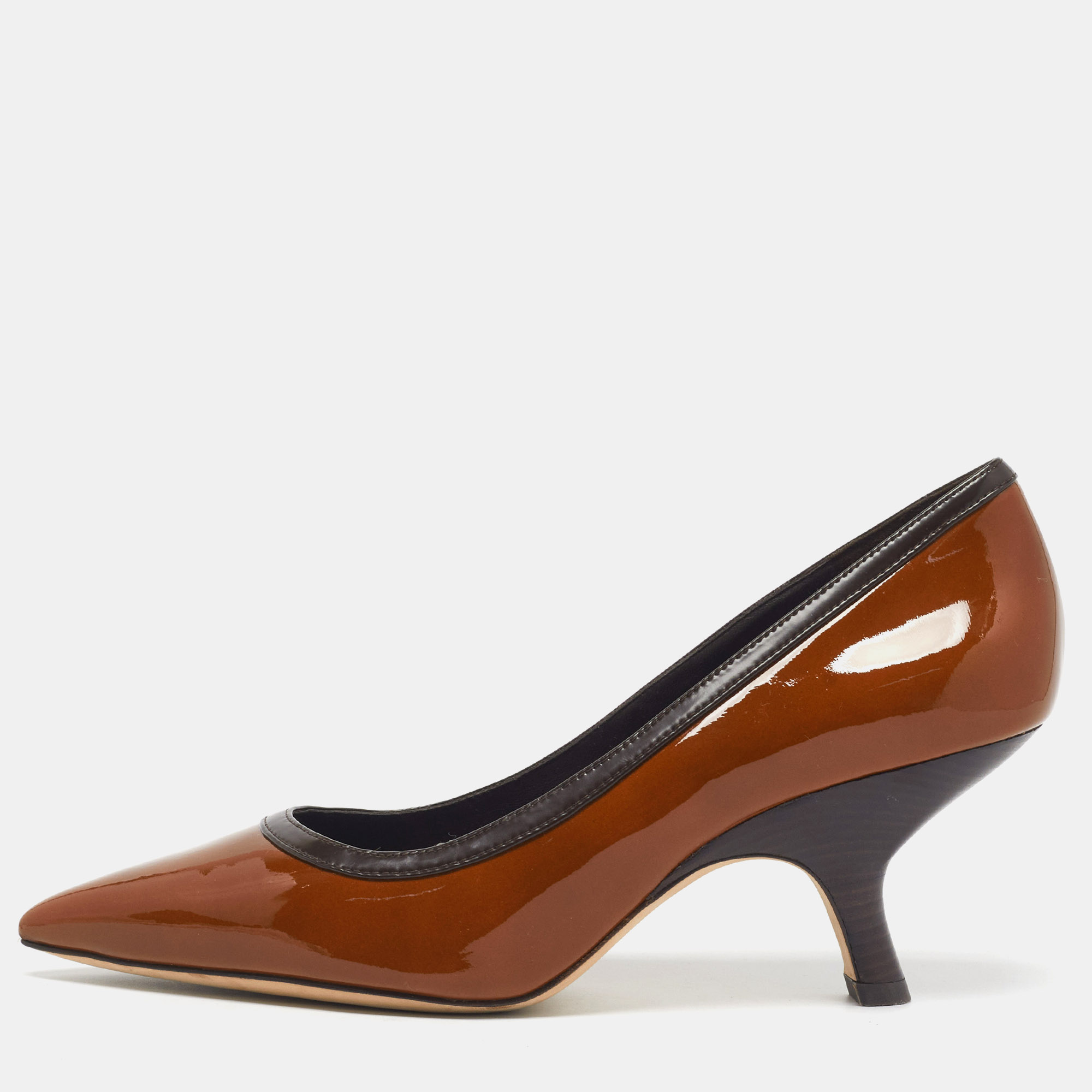 Tory Burch Size 40 Two Tone Patent Leather Pointed Toe Pumps
