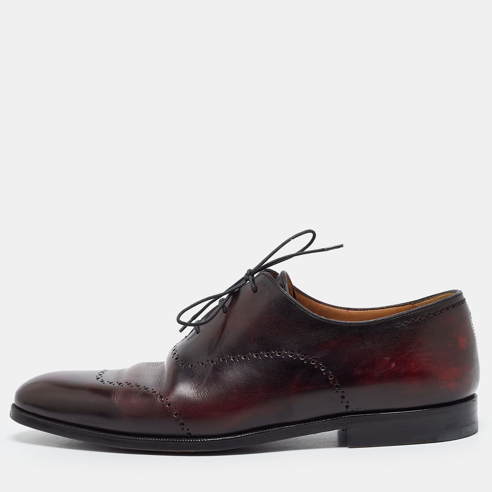 Berluti Alessandro Size 43 Burgundy Patina Leather Oxfords