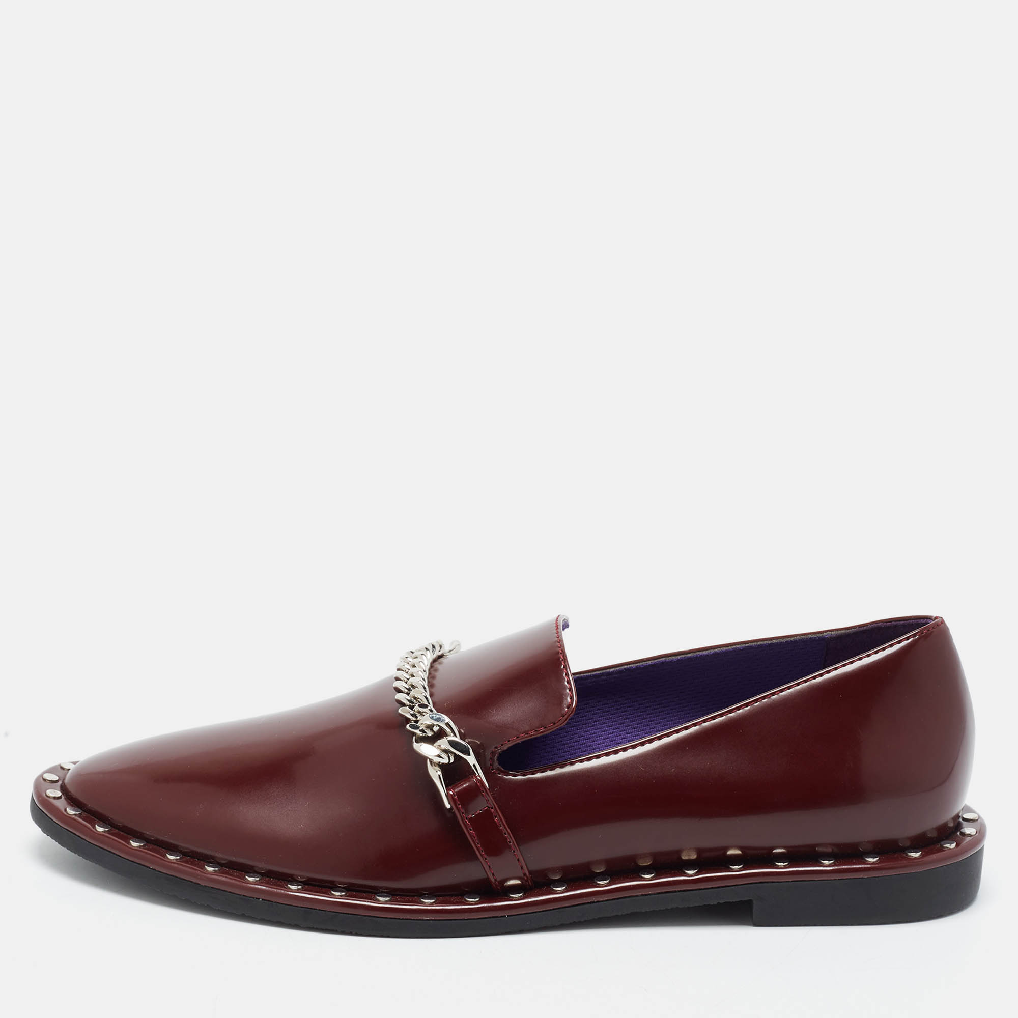 Stella McCartney Falabella Size 38 Burgundy Patent Leather Loafers