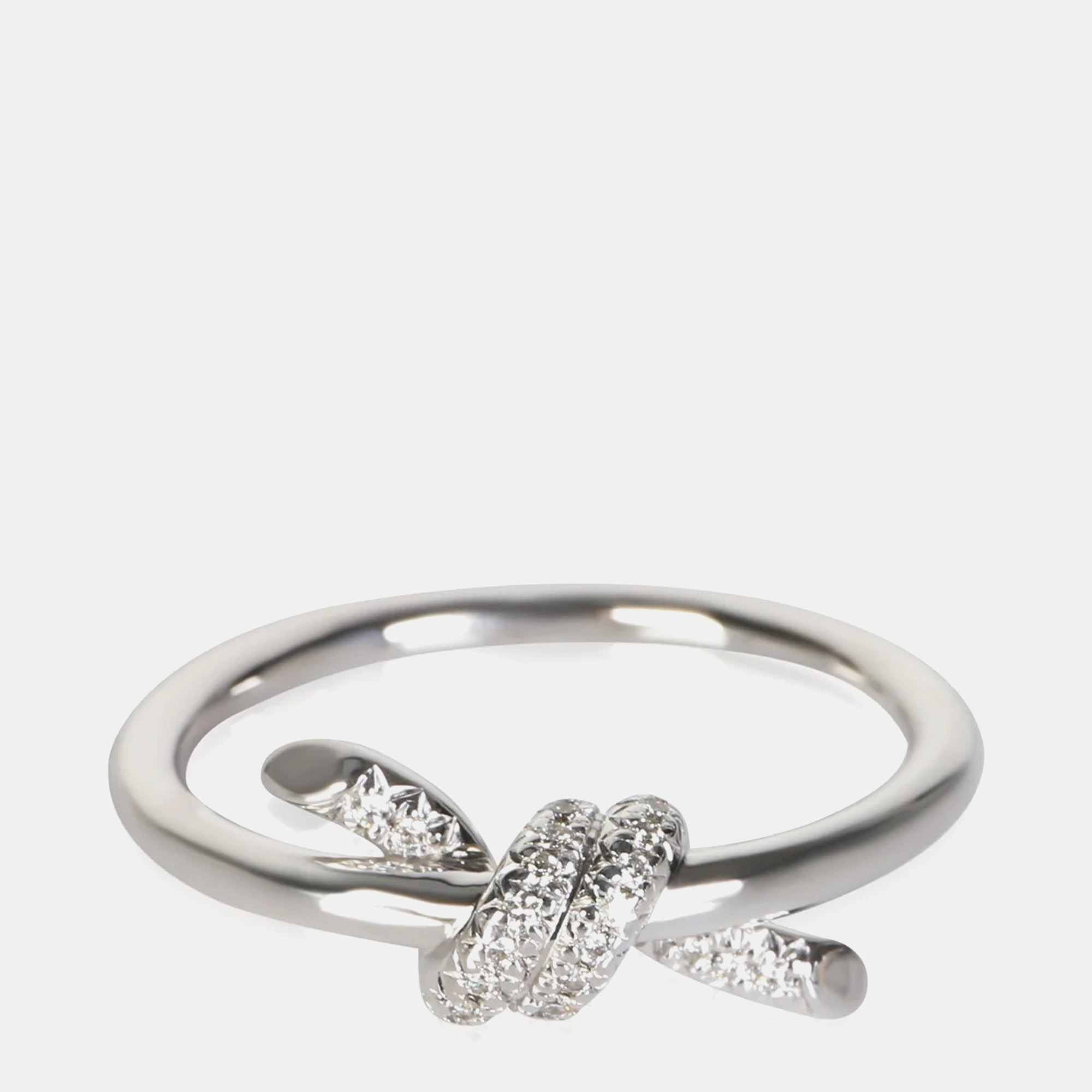 Tiffany & Co. Knot 18K White Gold Diamond Ring EU 52