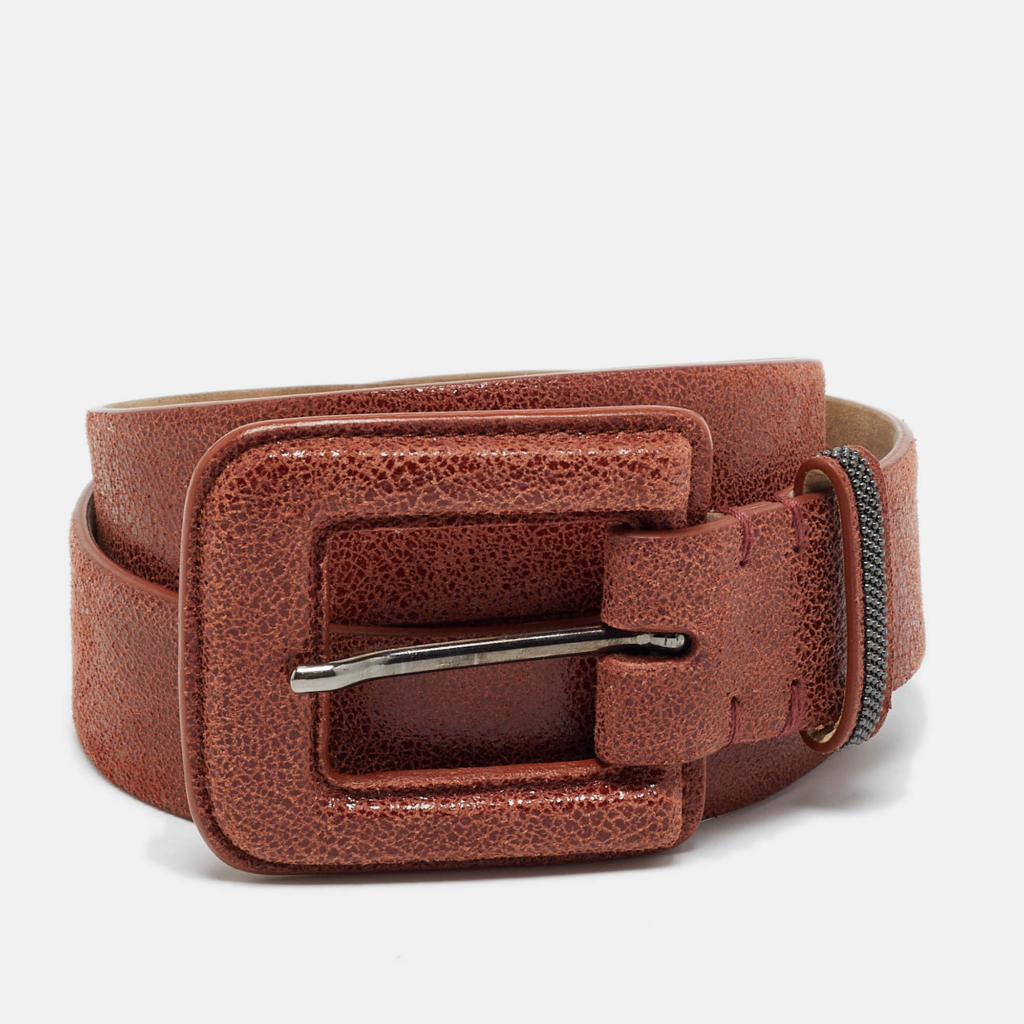 Brunello Cucinelli Leather Buckle Belt Brown