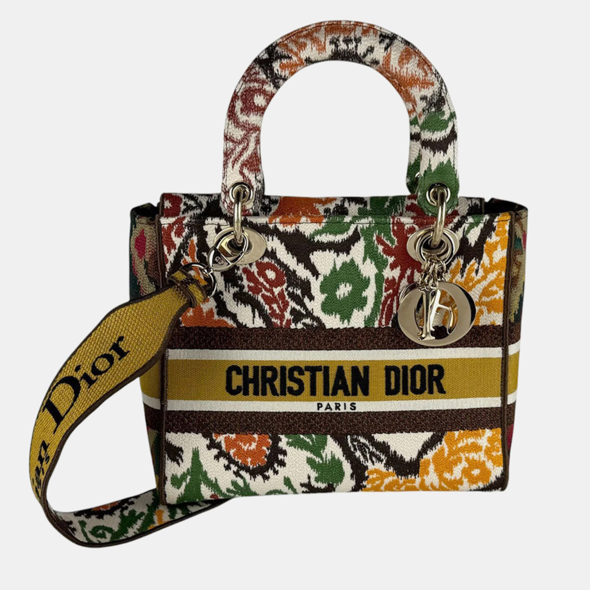 Christian Dior Lady D -Lite Medium Multicolor Canvas Shoulder Bag