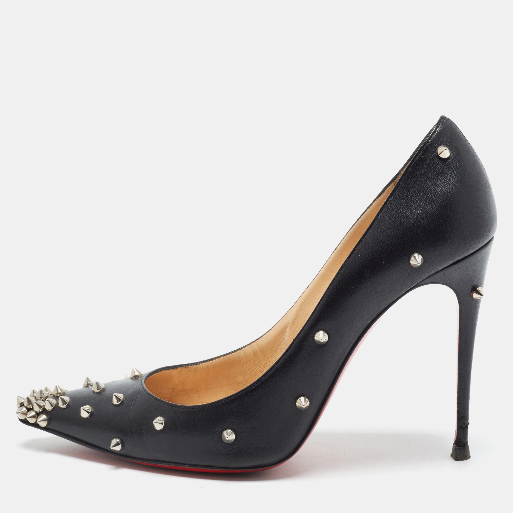 Christian Louboutin Degraspike Size 39 Black Leather Pumps